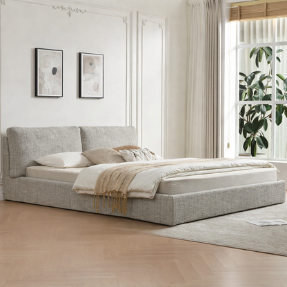 Bed - MDF - Linen - Light Gray - Multi Size