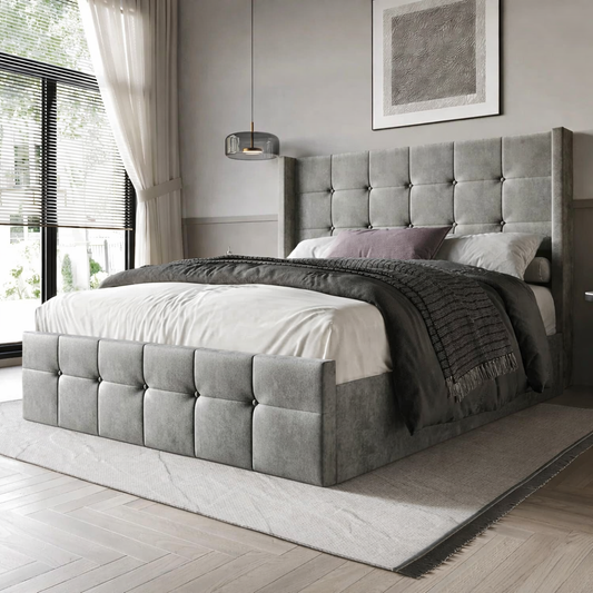 سرير - خشب أم دي أف - قطيفه- متعدد الألوان - متعدد المقاسات