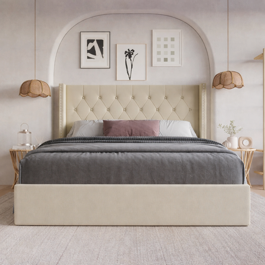 سرير - خشب أم دي أف - قطيفه- متعدد الألوان - متعدد المقاسات