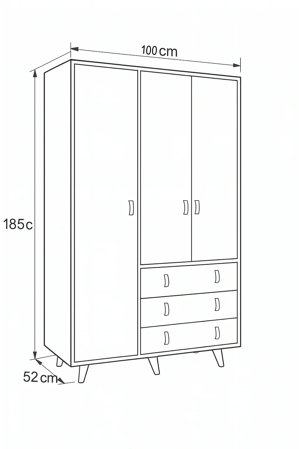 Wardrobe - MDF - Multi Color - 100x52x185 - Cataloug