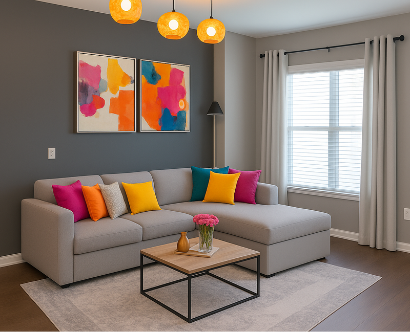 L-shape sofa - Beech Wood -Gray-280x160x90x75 cm