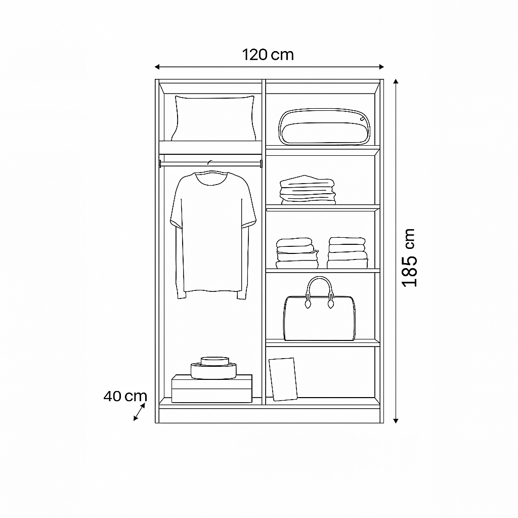 ميني دريسينج - خشب ام دي اف - متعدد الألوان - 120x40x185 سم