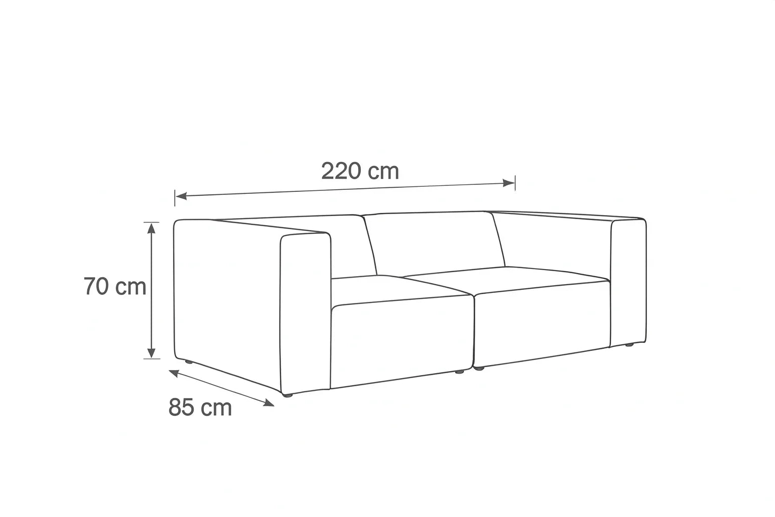Sofa - Beech Wood - Linen Fabric - 220x85 cm - Cataloug