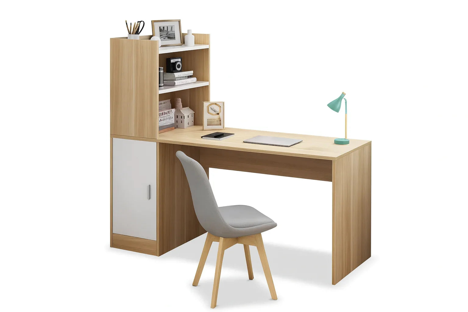 Desk - MDF Wood - Beige & White - 100x50x135 cm - Cataloug