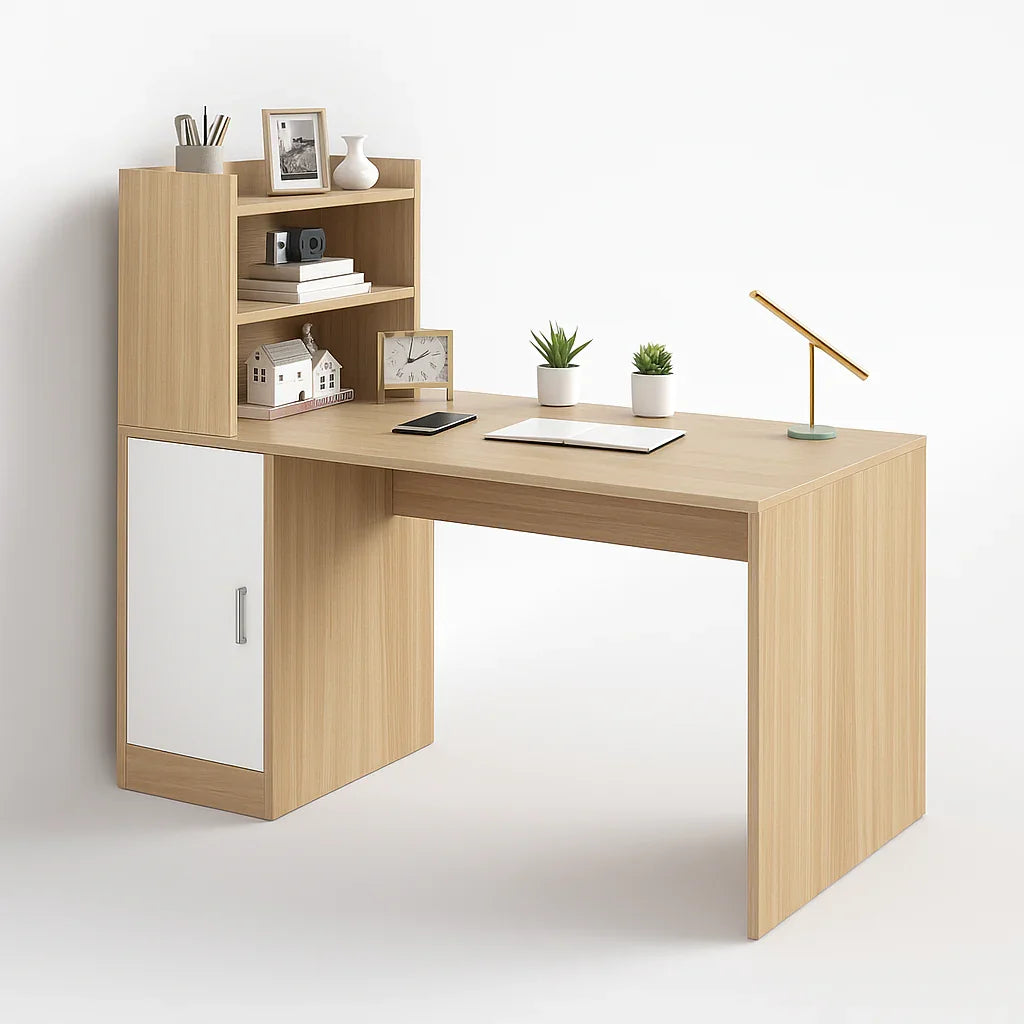Desk - MDF Wood - Beige & White - 100x50x135 cm - Cataloug