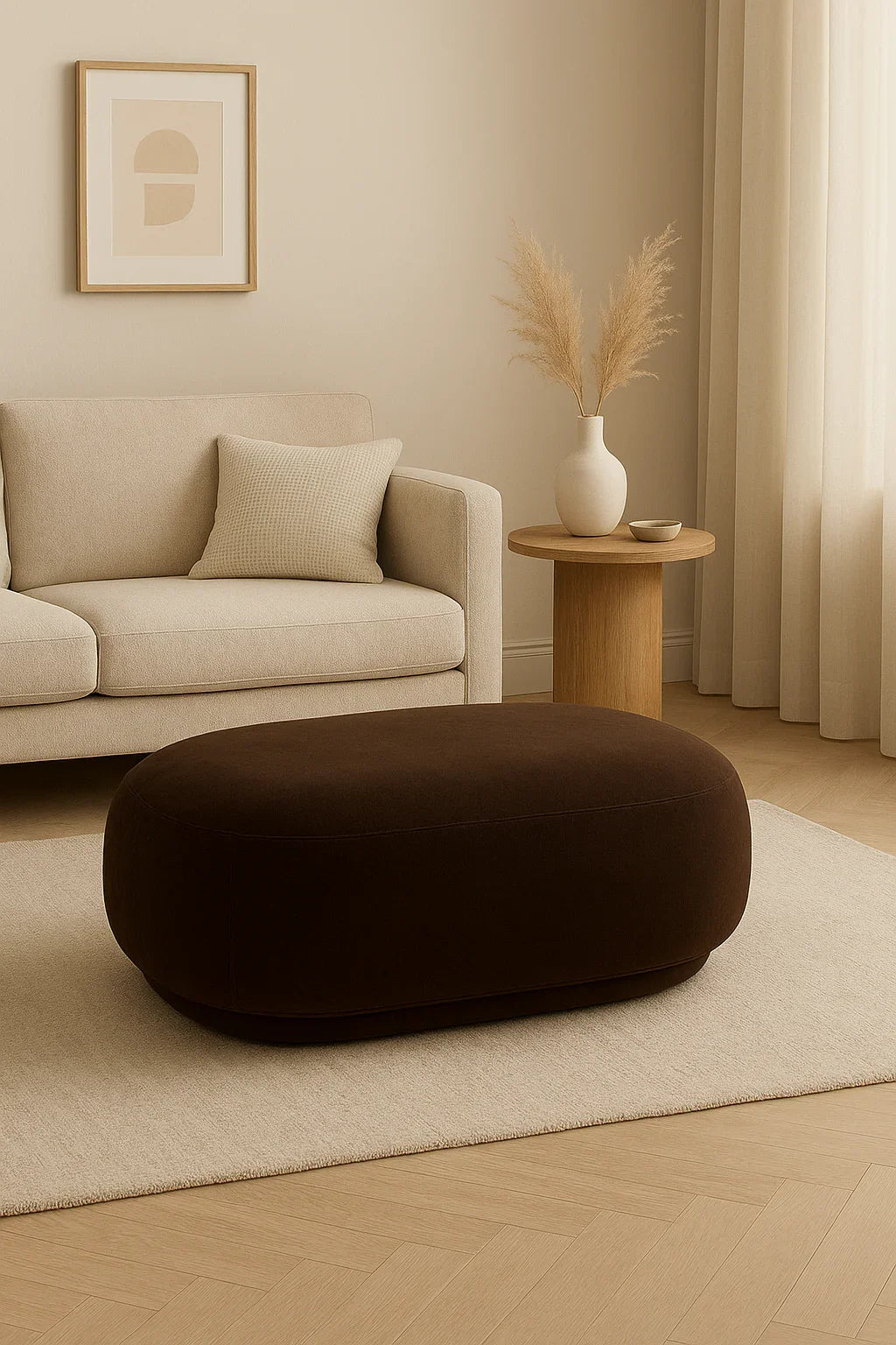 Pouf - velvet - brown - 80x45x40 - Cataloug