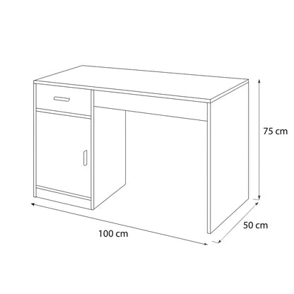 Desk - MDF Wood - Beige & White - 100x50x75 cm - Cataloug