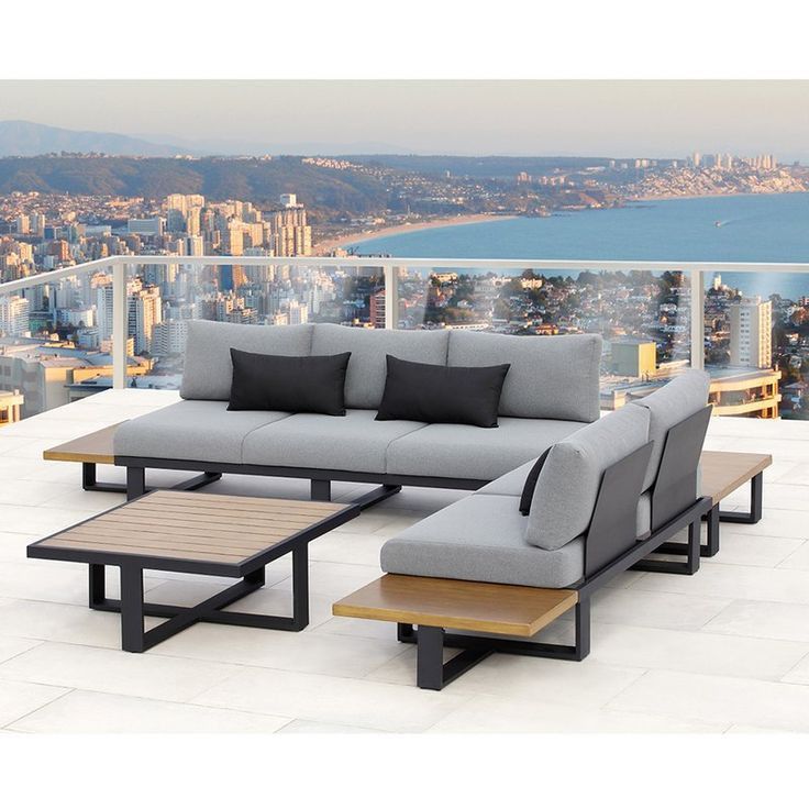 Outdoor Set - 4 Pieces - Grey & Black