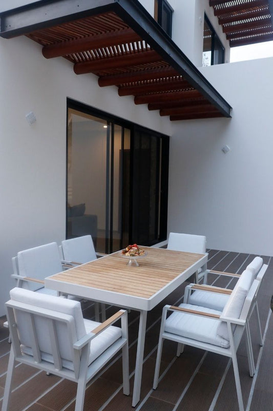 Outdoor Set - 7 Pieces - White & Beige