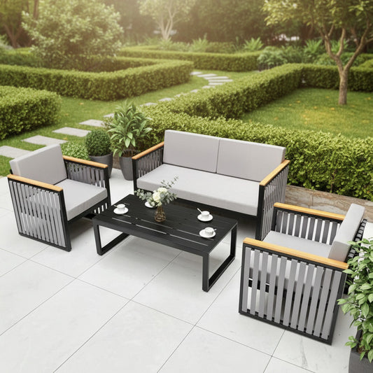 Outdoor Set - 4 Pieces - Black & Grey