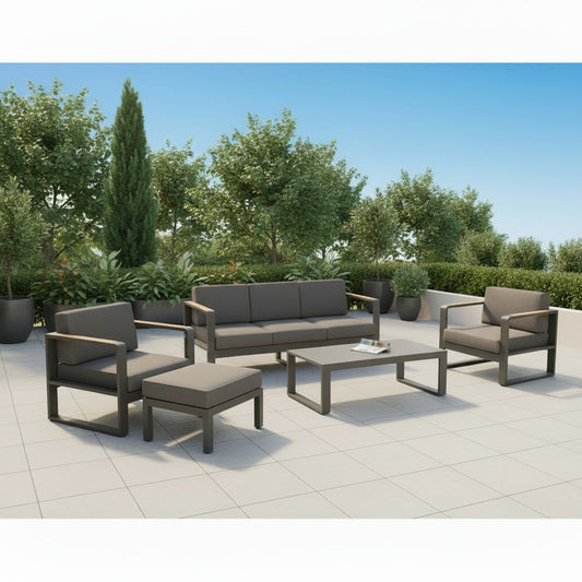 Outdoor Set - 5 Pieces - Grey & Black