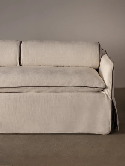 Sofa - Natural Wood - Linen - Beige - 180 x 84 x 75 cm.