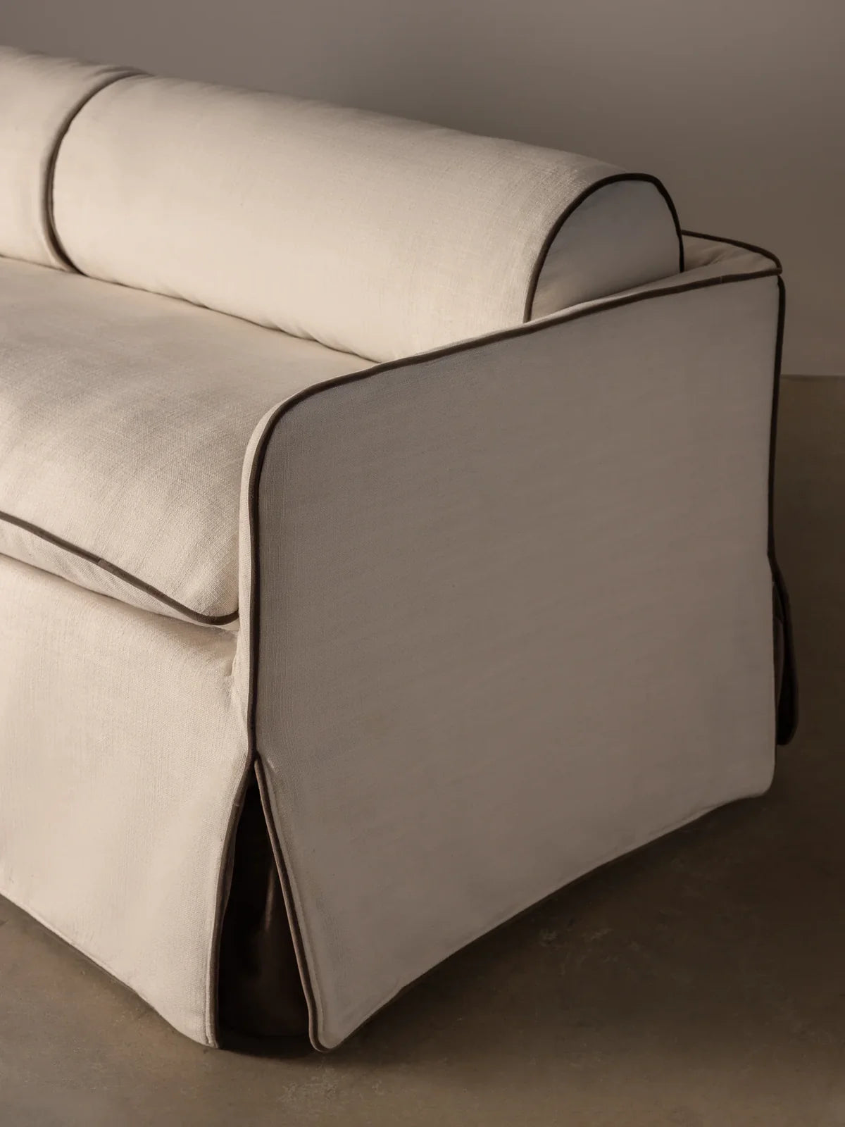 Sofa - Natural Wood - Linen - Beige - 180 x 84 x 75 cm.