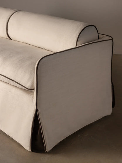 Sofa - Natural Wood - Linen - Beige - 180 x 84 x 75 cm.