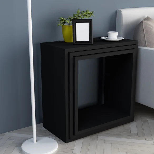 Side Table - MDF Wood - Black - 50x25x50 cm