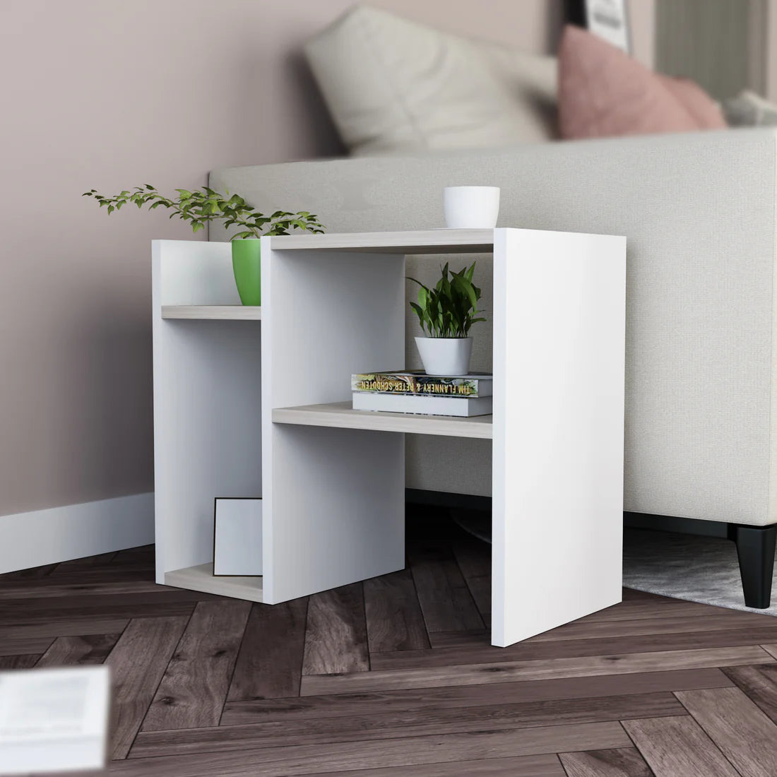 Side table - MDF - White - 30×60 cm
