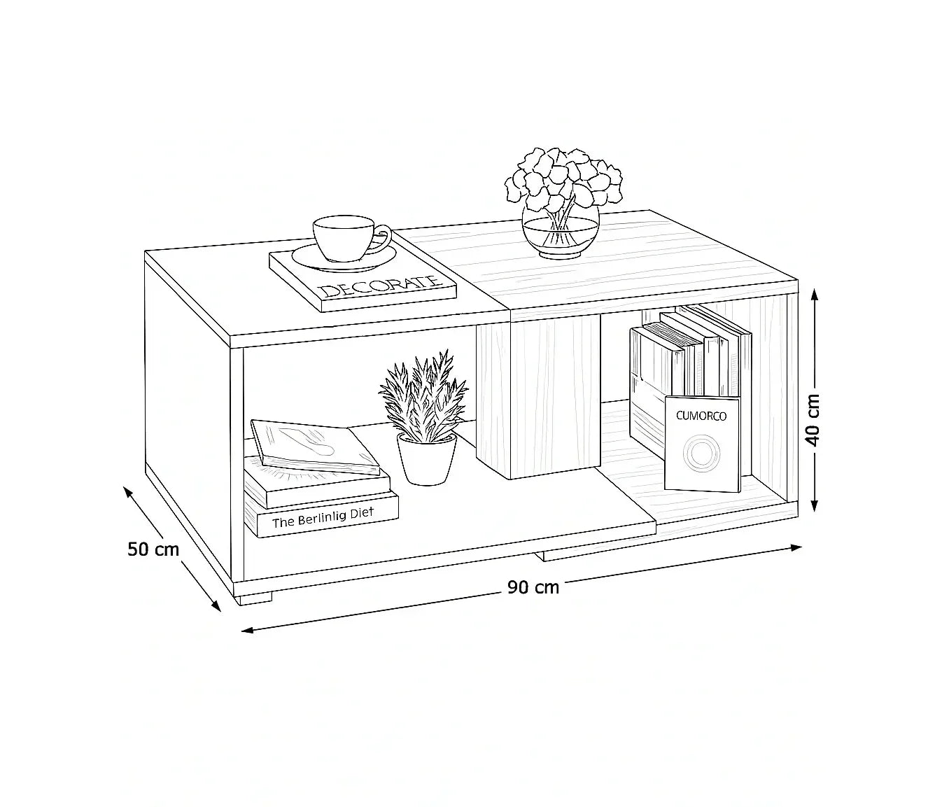 Coffee Table - MDF - Multi Color - 90x50x40 - Cataloug