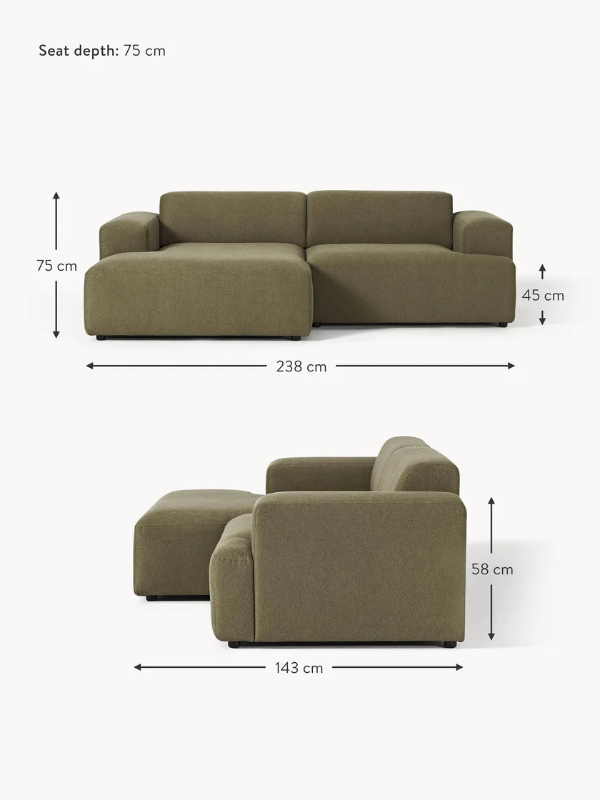 ركنه حرف L - خشب الزان - متعدد الالوان- 238*143*90*75 سم