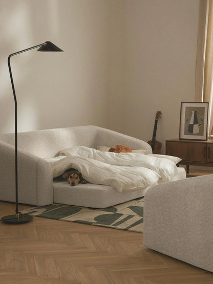 Sofa Bed - Natural Wood - Multi  Fabrics - Grey - 230x 100 x 70 cm