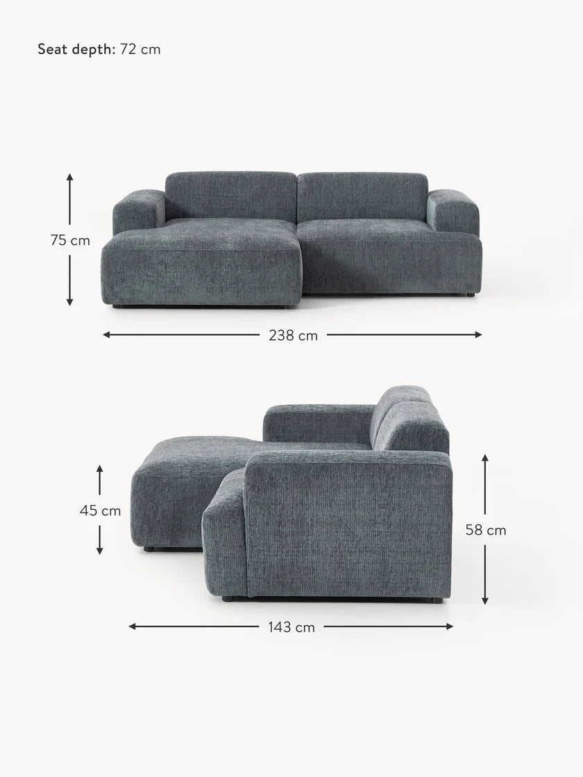 ركنه  حرف L - خشب الزان - متعدد الألوان - 238*143*90*75 سم