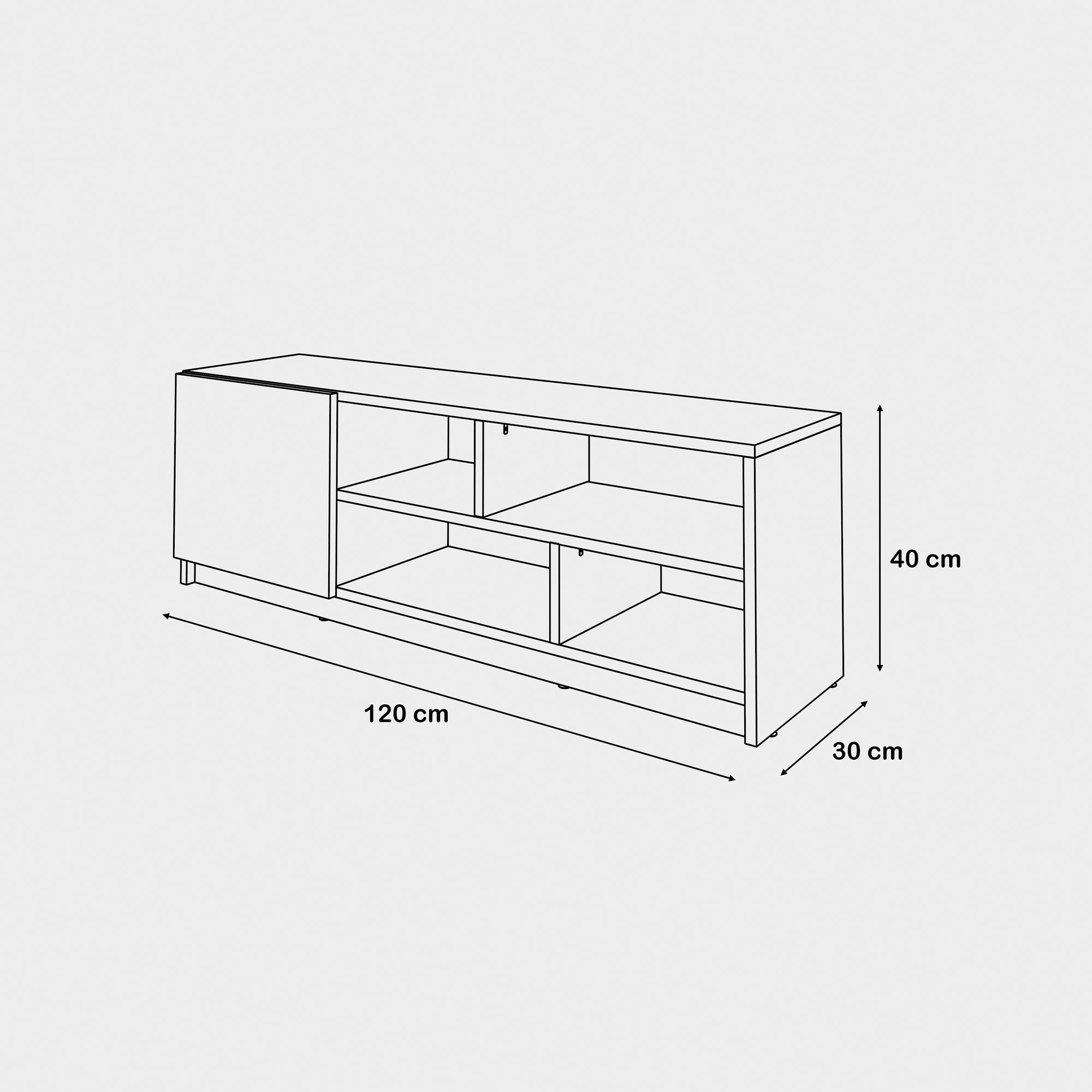 TV Unit - MDF - Multi Color - 120x30x40 cm