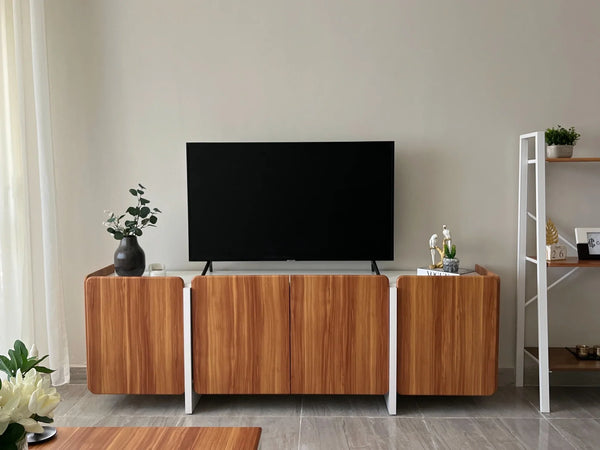 TV Unit - MDF Wood - Brown & White - 204x42x70 cm - Cataloug