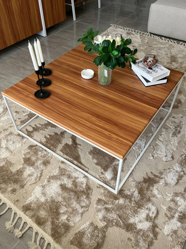 Coffee Table - MDF - Brown & White - 93x93x42 - Cataloug
