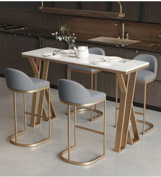 Dining Table - Steel - MDF - Gold - 120x50x100 cm - Cataloug