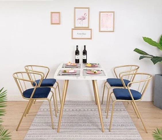 Dining Table - Steel - MDF - Gold - 120x70x80 cm - Cataloug