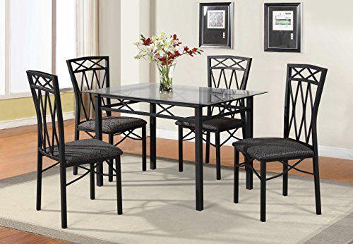 Dining Table - Steel - Glass - Black - 120x80x80 cm - Cataloug