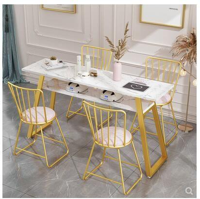 Dining Table - Steel - MDF - Gold - 120x80x50 cm - Cataloug