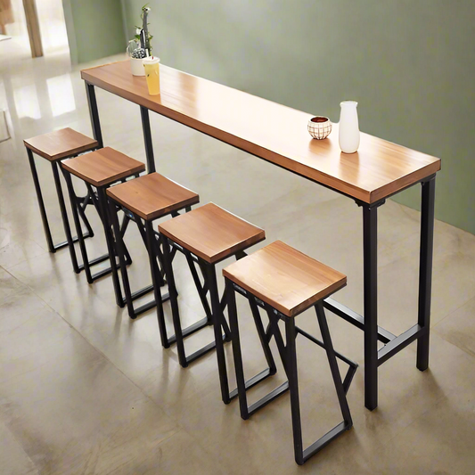 Dining Table-Steel-MDF-Black-200x100x40 cm - Cataloug