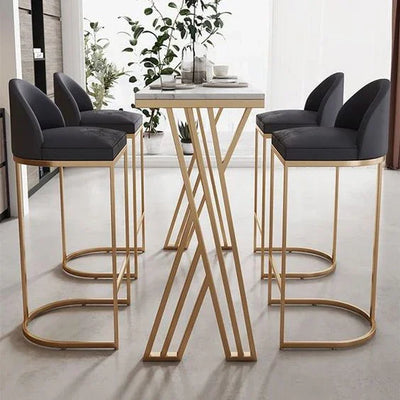 Dining Table - Steel - MDF - Gold - 45x90x50 cm - Cataloug