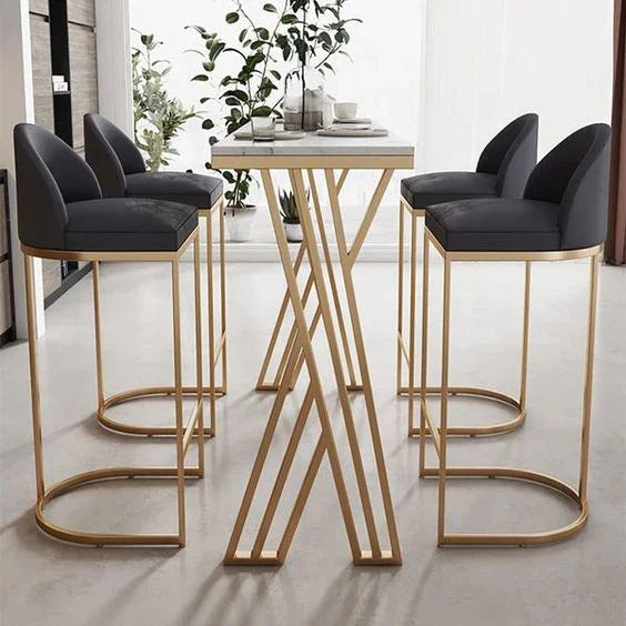 Dining Table - Steel - MDF - Gold - 45x90x50 cm - Cataloug
