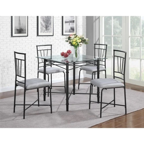 طاولة طعام - فولاذ - زجاج - أسود - SG.DT.200.0032