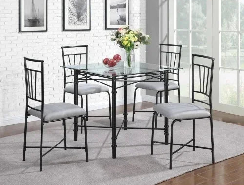 طاولة طعام - فولاذ - زجاج - أسود - SG.DT.200.0032