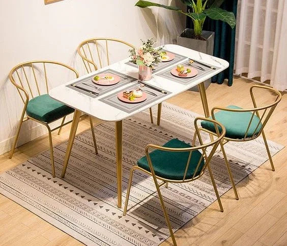Dining Table - Steel - MDF - Gold - 120x80x70 cm - Cataloug