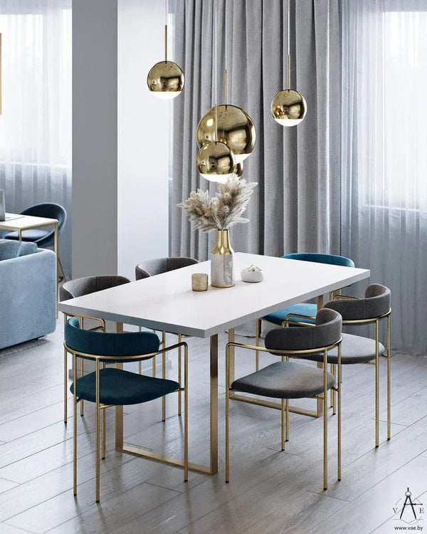 Dining Table - Steel - MDF - Gold - 160x80x80 cm - Cataloug