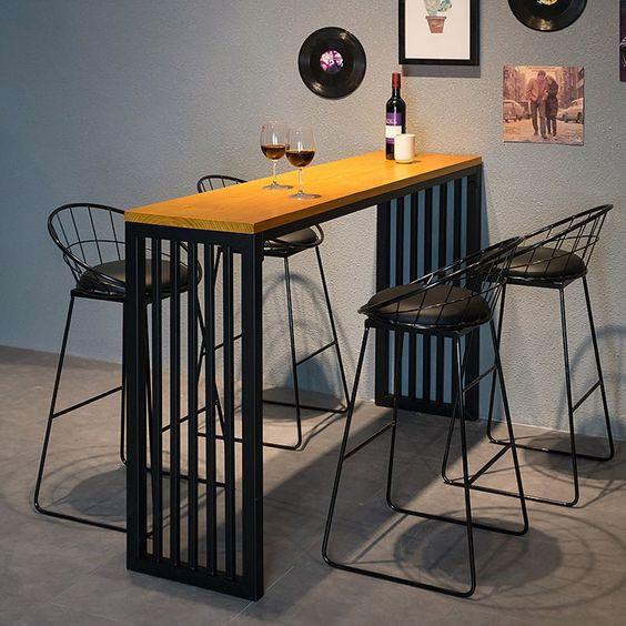 Dining Table - Steel - MDF - Leather - Black - 120x100x50cm - Cataloug