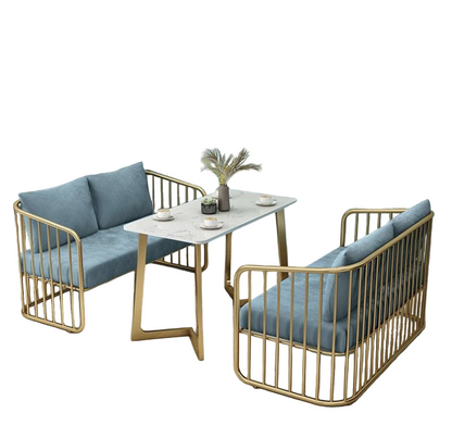 Dining Table Steel MDF Gold