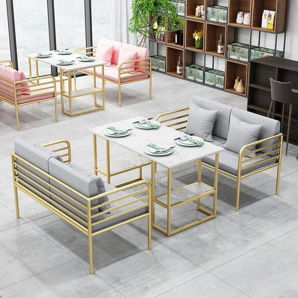 Dining Table Set - Steel - MDF - Gold - 120x80x70 cm - Cataloug