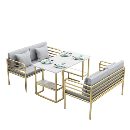 Dining Table Steel MDF Gold
