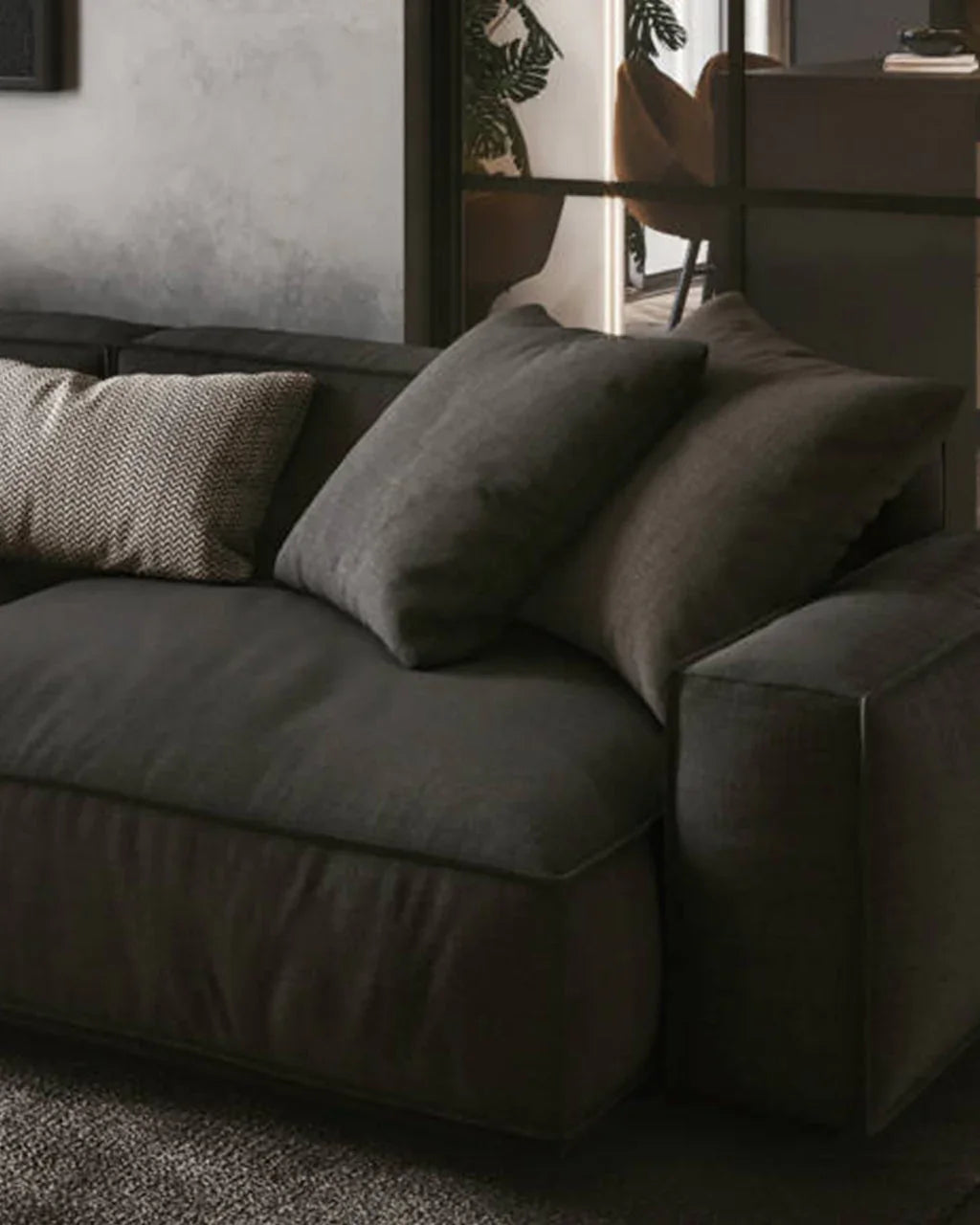 Sofa - Beech Wood - Linen Fabric - Grey - 250*90 cm - Cataloug