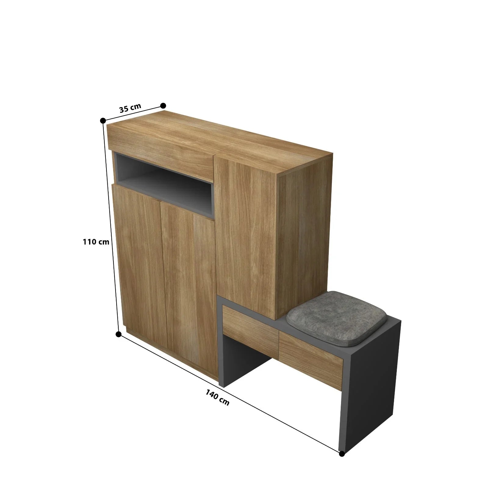 Shoe Cabinet - MDF Wood - Beige & Grey - 110x143x35 cm - Cataloug
