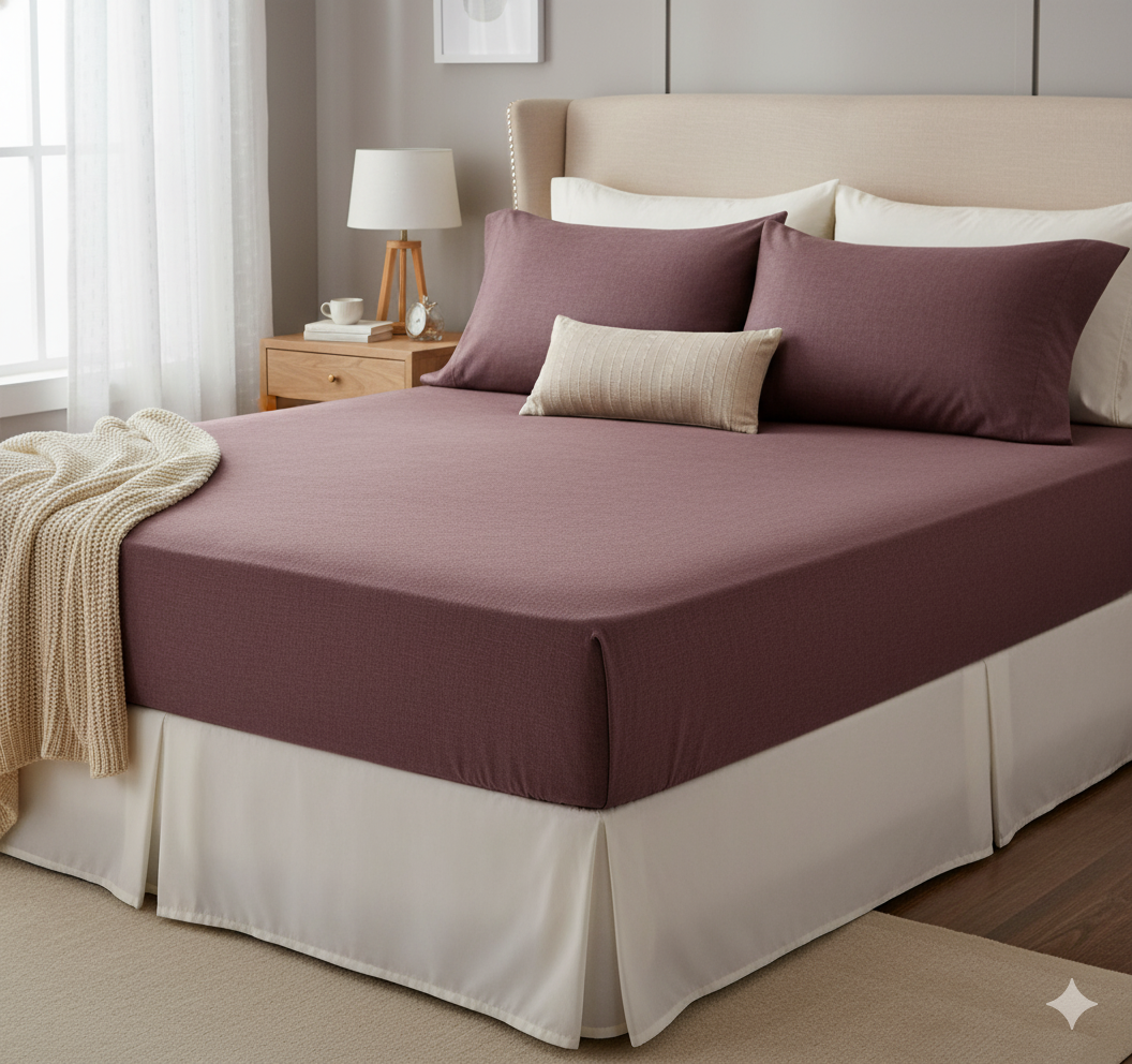 ملاية سرير مشجر - قطن - طقم 4 قطع - متعدد الألوان - 160 سم