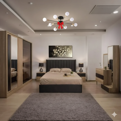 Full Bedroom & Free Chandelier - MDF Wood - Multi Color