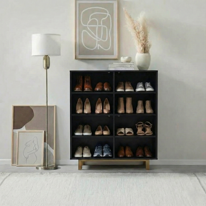 Shoe Cabinet - MDF Wood  - Black - 40x80x100 cm