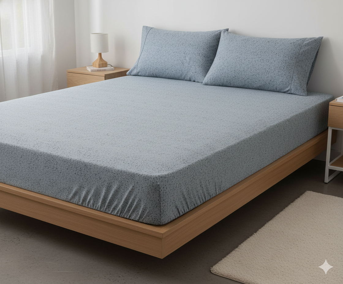 ملاية سرير مشجر - قطن - طقم 4 قطع - متعدد الألوان - 160 سم