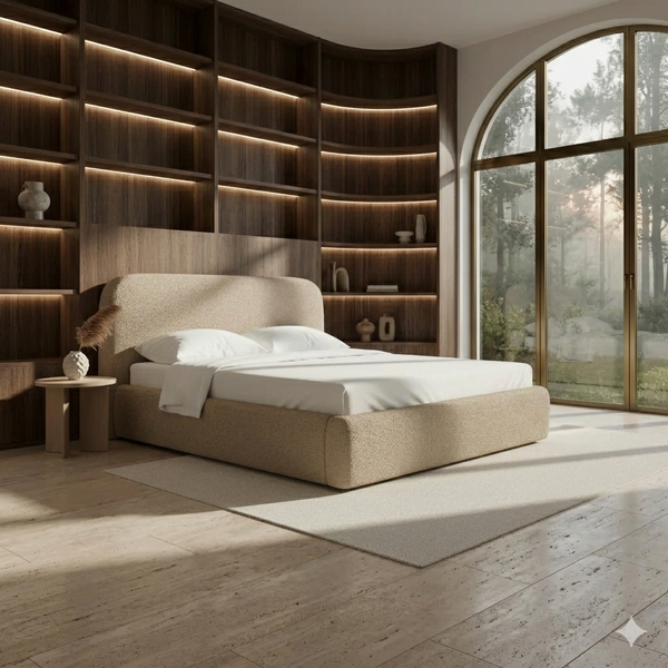 Bed- MDF Wood - Beige - Multi Size