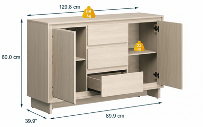Buffet - MDF Wood - Beige -130x80x40 cm